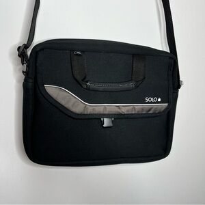 Solo Slim Black and Gray Laptop Bag with Modern Design & Shoulder Strap